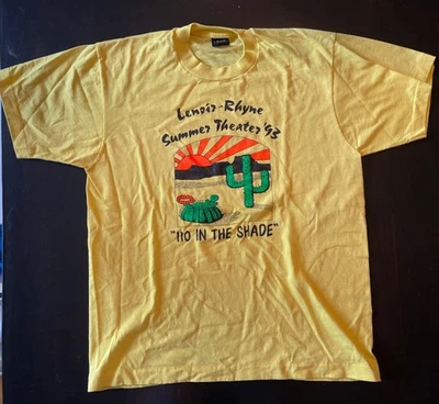 Vintage 1990s Lenoir Rhyne Summer Theater ‘93 110 In The Shade Yellow T Shirt M - Image 1 of 4