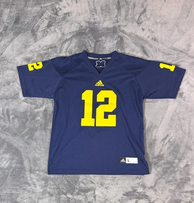 Vintage Adidas Michigan Wolverines #12 Football Jersey Navy Blue Youth Large - Image 1 of 4