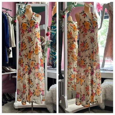 Vintage 90s Victoria's Secret Sheer Floral Maxi Dress Sleeveless Sundress M/L - Image 1 of 4
