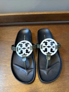 Tory Burch Miller Cloud sandali slip on oliva/nero/bianco donna taglia 9,5 nuovi senza scatola - Foto 1 di 7