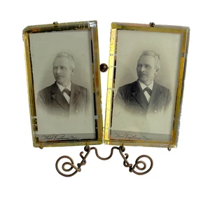 Art Nouveau Double Frame Table Frame Photo Frame Faceted Glass Around 1900 - Picture 1 of 5