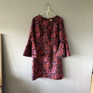 Trina Turk Damenkleid Größe 6 rosa lila Blumenmuster bunte Glockenärmel Retro  - Bild 1 von 12