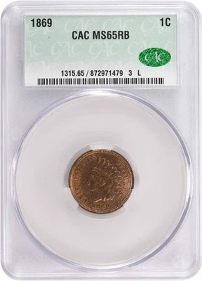 1869 Indian Cent MS65RB CACG - Image 1 of 4