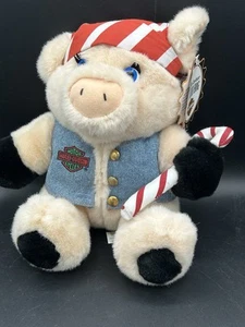 1998 Harley Davidson Motorcycle Christmas Hog Pig W/ Candy Cane 10 " Plush NWT - Picture 1 of 9