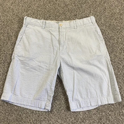 Pantalones Cortos Lacoste Seersucker Para Hombre FR 42 US 33 Blanco Gris Rayas Calce Clásico Preppy Foto 1 de 4