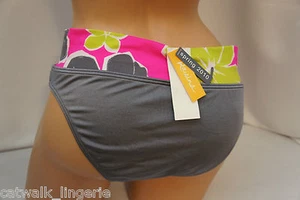 Raisins Designer Gray Pink Green  Hipster Bikini Bottom With Side Ties Large* - Picture 1 of 3