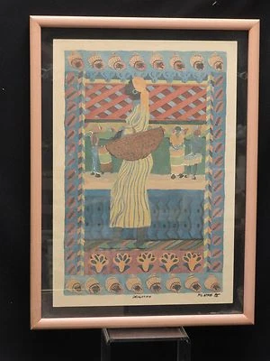 PINTURA SEDUCTORA ORIGINAL FIRMADA por M.L. (Lisa) ETRE con MARCO DE DOBLE CRISTAL Foto 1 de 4