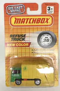 Matchbox #36 MB36 REFUSE DISPOSAL GARBAGE TRUCK - Green / Yellow - NEW SEALED - Picture 1 of 3