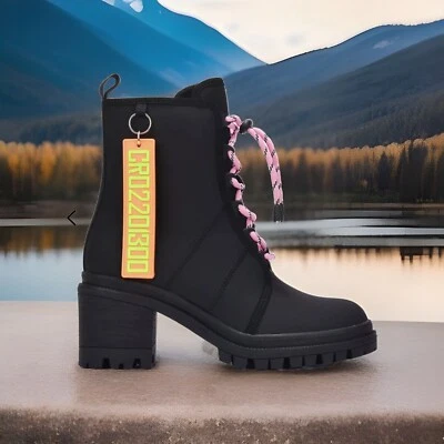 Nuevo botín para mujer con capa Robbin Starlet tacón con cordones negro talla 8 Foto 1 de 4