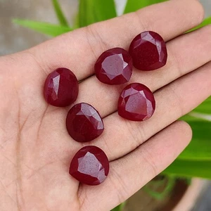 Natural 91.20 Ct Certified Pear Shape Red Ruby Loose Gemstone Lot 6Pcs 15-16mm - Picture 1 of 8