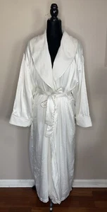 NWT VICTORIA'S SECRET White Satin -Fleece Lined Long Robe Women’s Size M/L New - Picture 1 of 12