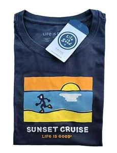 Life Is Good SS Shirt Vintage Crusher Tee SUNSET CRUISE Beach Chest53in Mens XL - Picture 1 of 7