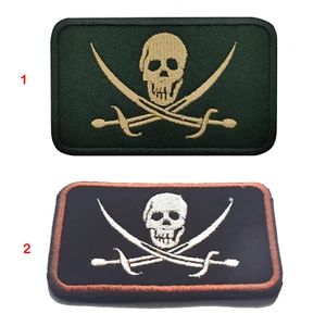 Classic Pirate Skull an Crossbones Davy Jones Hook and Loop Morale Patch FREE US - Picture 1 of 3