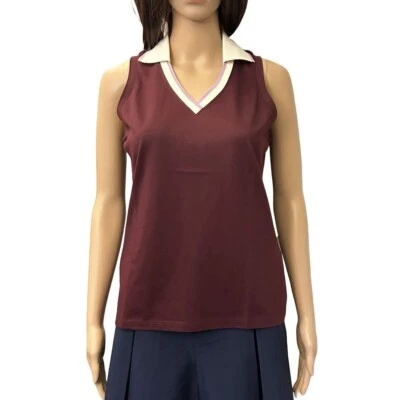 TOTALMENTE NUEVO Polo de Golf Atlético Granate/Vino, Blanco, Púrpura Lavanda Cuello en V Talla Med Foto 1 de 4