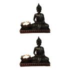1/2/3 Intricate Resin Meditating Buddha Statue Tealight Candle Holder Decor And