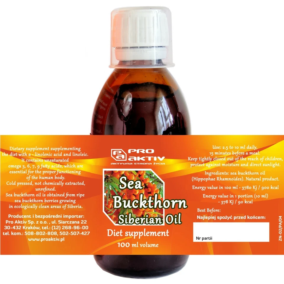 100ml Oil 100% SEA BUCKTHORN, ROSEHIP, CEDAR, NIGELLA, JUNIPER HAWTHORN Proaktiv - Image 1 of 4