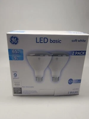 GE 2 Pack 65w LED Basic Indoor Floodlight BR30 Non Dimmable Bulb 36442 - Image 1 of 2