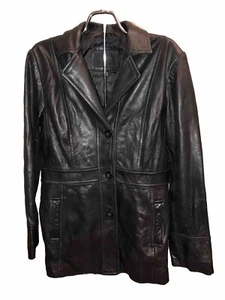 Leather Coat Avanti Size Large Fully Lined Dress Jacket Winter Outerwear Black - Picture 1 of 11