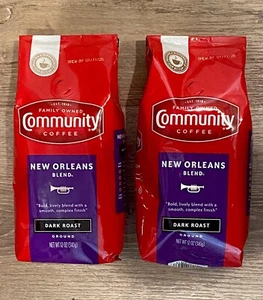 2 BAGS Community New Orleans Blend, Special Dark Roast Ground Coffee, 12 Oz Bags - Picture 1 of 11