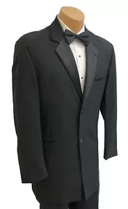 Men's Andrew Fezza Black Tuxedo Jacket Wool Two Button Satin Notch Lapels 48S - Picture 1 of 6
