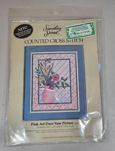 Something Special Counted Cross Stitch Kit Pink Art Deco Vase Picture  - Picture 1 of 2