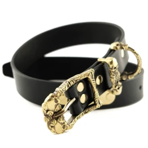 Personalisiertes Leder Hundehalsband Schädel & Rosen - Bild 1 von 9