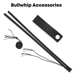 Funda Bullwhip de Cuero de Vaca con Galleta Negra y Accesorios Popper - Imagen 1 de 5