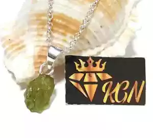 Peridot Rough Gemstone Pendant Chain Necklace 925 Silver Pendant Necklace Women - Picture 1 of 9