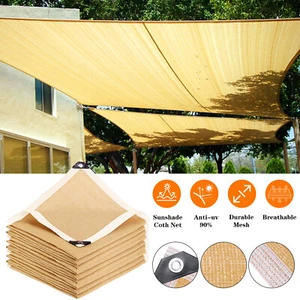 90% Wheat Sunblock Shade Cloth Taped Edge with Grommets UV Resistant Shade Net - Picture 1 of 28