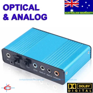 USB Optical & Analog Sound Card 5.1 Channel SPDIF DOLBY DAC Audio for PC Laptop - Picture 1 of 9