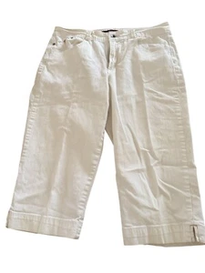 Jean capris de mezclilla de mezcla de algodón blanco para mujer Gloria Vanderbilt talla 14 - Imagen 1 de 7