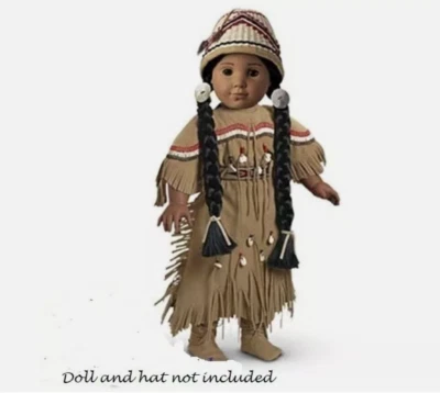 VESTIDO COMPLETO DE PIEL DE CIERVO ADORNADO American Girl Kaya 1ª Versión Cuentas COMO NUEVO en CAJA Foto 1 de 4