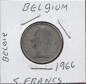 BELGIUM 5 FRANCS 1966 BELGIE DUTCH LEGEND,PLANT DIVIDES DENOMINATION,CRO - Picture 1 of 2