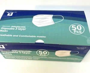 50Pcs Disposable 3-Layer Blue Face Masks For Adults - Picture 1 of 2