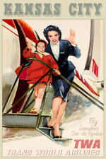 Kansas City TWA Airlines Judy Garland Liza Minnelli Travel Poster Art Print 354