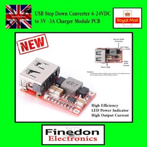 2x DC 6-24V 12V 24V to 5V 3A Car USB Charger Module Buck Step Down Converter - Picture 1 of 10