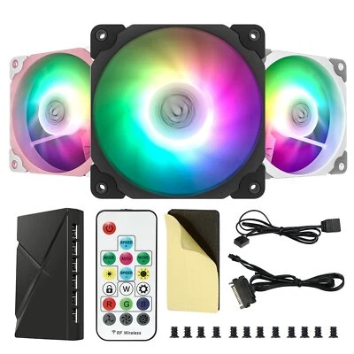 3Pack Vetroo 120mm ARGB LED Computer PC Case Cooler Cooling Fan High-Performance - Image 1 of 4