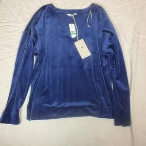 Tommy Bahama Mujer Camisa Terciopelo Pullover Azul Grande - Imagen 1 de 6