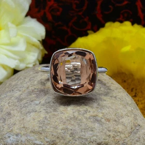 Morganite Gemstone 925 Sterling Silver Handmade Ring All Size - Picture 1 of 3