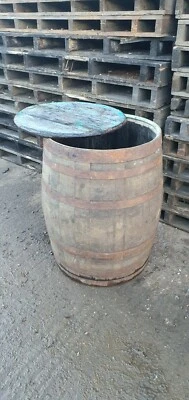 LID REMOVED LARGE WIDE WHISKEY OAK WOODEN BARREL COLD WATER THERAPY PLUNGE POOL - Image 1 of 4