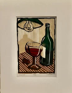 WILLIAM GENTES -- kleine Auflage Holzschnitt, Vino Tinto, 1994 - Bild 1 von 4