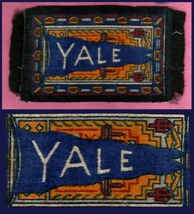 Vintage 1908 Yale University Bulldogs Tabak Seide / Filz WOW! - Bild 1 von 2