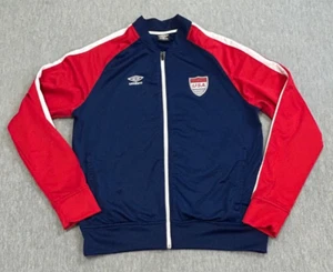 USA Soccer Jacket Men Large Red White Blue UMBRO Full Zip Futbol Long Sleeve - Picture 1 of 13