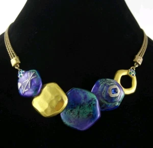 Collar Disco Superpuesto 16-20" Chico's Esmalte y Estrás Azul Verde - Imagen 1 de 5