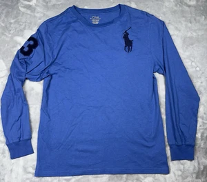 POLO Ralph Lauren Youth L(14-16) Blue Big Pony Crew Neck Long Short T-shirt - Picture 1 of 6