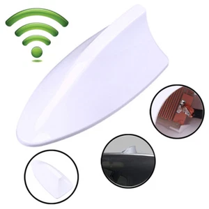 Shark Fin Roof Car Antenna Black Radio FM/AM Antena Radio Universal White New - Picture 1 of 10