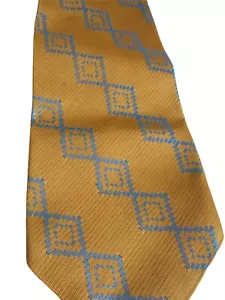Vintage 1970s abstract Blue gold clip on Tie necktie - Picture 1 of 4