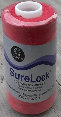 Coats Sure Lock Overlock Thread 3,000 yds Red 6110-0128 100% Spun Polyester - Image 1 of 4