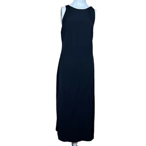 Theory Women's Black Cross Back Side Slit Sleeveless Midi Dress Sz 10 NWT - Picture 1 of 14