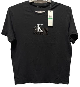 Nueva Camisa Calvin Klein Adulto Mediana Negra Gráfico Logo Manga Corta Informal Para Hombre - Imagen 1 de 8